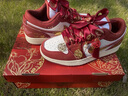 百麗香奈（BAILIXIANGNAI）AJ婚鞋紅色結婚鞋本命年禾秀主婚紗兩穿新娘鞋情侶款休閑運動(dòng)板鞋 鴛鴦璧合【送喜盒+流蘇配飾】 37 曬單實(shí)拍圖