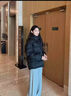 駱駝黑鉆羽絨服男女款拒水中長(cháng)款女裝防風(fēng)連帽面包服新款保暖外套 黑色男女 XL 建議120-135斤 曬單實(shí)拍圖