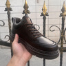 Jeep吉普男鞋低幫馬丁靴2025新款冬季英倫風(fēng)潮流商務(wù)休閑男士厚底皮鞋 黑色 41 曬單實(shí)拍圖