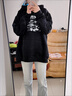 直降底價(jià) 衛衣女秋冬新款韓版寬松慵懶風(fēng)連帽上衣學(xué)生外套 黑白剪影加絨連帽衛衣黑色 L 曬單實(shí)拍圖