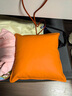 博迪歐真皮沙發(fā)上的抱枕頭層牛皮靠墊輕奢高級感汽車(chē)腰靠長(cháng)條抱枕靠背墊 愛(ài)馬橙色 壓邊款 40cm*40cm 枕套 +羽絨枕芯 曬單實(shí)拍圖