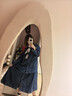 德瑪納敲吸睛拼接連衣裙時(shí)髦女孩必入假兩件拼接撞色長(cháng)裙 牛仔藍 S  曬單實(shí)拍圖