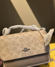 蔻馳（COACH）klare 17 女士新款印花單肩斜挎小方包風(fēng)琴送女生禮物 沙黃色配灰褐色CW206SVPWH 禮物 曬單實(shí)拍圖
