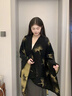 啄木鳥(niǎo)秋冬季中式國風(fēng)水墨披肩女仿羊絨圍巾新疆云南旅游拍照民族風(fēng)外搭 銀杏中式【水墨披肩/禮盒裝】 曬單實(shí)拍圖