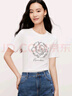 珂萊蒂爾2025年夏季新款棉質(zhì)玫瑰釘珠短袖T恤女休閑時(shí)尚上衣 本白 M 曬單實(shí)拍圖