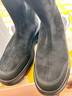百麗（Belle）鯨魚(yú)靴厚底增高彈力靴女25冬新復古絨面顯瘦彈力短靴E4V2DDZ5預售 黑色 37 曬單實(shí)拍圖