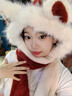 唐獅（TonLion）2025新款可愛(ài)狐貍新年紅色毛絨帽子圍巾手套一體女冬季雷鋒帽 酒紅色 曬單實(shí)拍圖