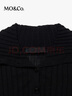 MO&Co.針織衫可機洗綿羊毛半開(kāi)襟高領(lǐng)爛邊軟糯彈力豎條紋修身防縮 黑色 M /165 曬單實(shí)拍圖
