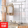 不銹鋼晾衣架落地伸縮家用室內外晾衣服收納置物陽(yáng)臺單雙桿掛衣架 雙杠2.0米升級款帶剎車(chē)輪帶墊可伸縮 曬單實(shí)拍圖