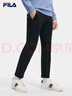 斐樂(lè )（FILA）官方冬季新款男子加絨保暖長(cháng)褲針織直筒運動(dòng)褲子百搭通勤休閑長(cháng)褲 【加絨版】正黑色-BK S 165/76A 曬單實(shí)拍圖