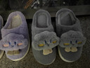 PAUL&ALICE棉拖鞋情侶款兩雙情侶拖鞋一男一女兩雙冬季可愛(ài)室內居家毛毛絨拖 紫色+灰色 38-39 E 女+男42-43 曬單實(shí)拍圖