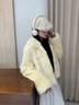 粟茝雷克斯獺兔毛皮草外套女2025新款雷克斯獺兔毛皮草外套女短款大衣 奶黃 M 均碼 曬單實(shí)拍圖