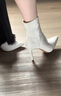 卡帝樂(lè )鱷魚(yú)（CARTELO）裸色高跟絨面短靴女2026春秋新款百搭尖頭高跟鞋粗跟彈力襪靴女鞋 裸色 單里10CM 細跟 35 曬單實(shí)拍圖
