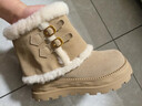 他她（TATA）加絨雪地靴2025新款棉鞋百搭冬季女鞋厚底雪地毛毛靴 杏/米白（仿毛里） 38 曬單實(shí)拍圖