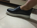 百田森牛皮護士鞋女春秋新厚底真皮休閑小白鞋一腳蹬懶人鞋女 黑色 38 曬單實(shí)拍圖