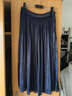 朗姿【朗姿Basic衣櫥】法式百褶半身裙復古女士裙子2024夏新款百褶裙 暮色藏藍色 2XL 曬單實(shí)拍圖