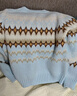 UNIFREE韓系甜美少女費爾島提花軟糯舒適寬松圓領(lǐng)套頭毛衣 藍色 均碼 曬單實(shí)拍圖