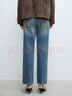 edition牛仔褲女土耳其棉復古磨邊小直筒褲顯瘦百搭 牛仔藍色 M 曬單實(shí)拍圖