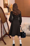 朗姿朗姿復古A字立領(lǐng)氣質(zhì)修身通勤裙2025秋新款連衣裙 黑色 L 曬單實(shí)拍圖