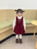 迪士尼（Disney）女童加絨背心裙套裝2025新款女寶寶周歲禮服連衣裙兒童冬裝拜年服 毛球裝飾套裝 紅色  加絨 旗艦品質(zhì) 130 曬單實(shí)拍圖