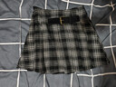 歐貝汐毛呢格子百褶半身裙2026新款女春秋冬美式高腰a字jk短裙小個(gè)子 黑色 M 曬單實(shí)拍圖