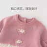 乖奇熊【森系針織碎花裙】女童秋冬季過年連衣裙寶寶新年裙子?jì)雰和獬龇?極地黃 90 曬單實(shí)拍圖