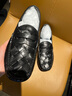 維絲圖西 VISTURSI品牌編織豆豆鞋男夏季新款真皮樂(lè )福鞋套腳薄款軟底休閑皮鞋 黑色 38 曬單實(shí)拍圖