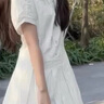 麓格立學(xué)院風(fēng)白色襯衫連衣裙女氣質(zhì)收腰小個(gè)子甜美辣妹新款短裙a字裙 白色（配褲）M 曬單實(shí)拍圖