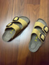 Devo的沃軟木拖鞋休閑時(shí)尚舒適耐磨防滑一字涼拖磨砂女鞋56523 黃棕磨砂皮 35 曬單實(shí)拍圖