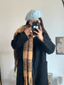 恒源祥圍巾女馬海毛格子披肩外搭冬季新款美拉德百搭時(shí)尚保暖流蘇加厚 黃色 曬單實(shí)拍圖