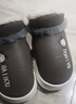 BAIHOU白猴PU皮面高幫棉拖鞋男女包跟家居情侶款毛絨保暖棉鞋 深咖42-43 曬單實(shí)拍圖