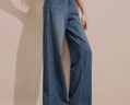 香影高腰闊腿褲小個(gè)子牛仔褲女2026春季新款復古寬松彎刀直筒褲子 牛仔藍 M 曬單實(shí)拍圖