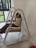紫葉（ziye） 秋千室內蕩秋千室外花園秋千椅戶(hù)外院子成人公園搖椅庭院吊籃椅 杏色單人吊椅【網(wǎng)紅藤編款】 曬單實(shí)拍圖
