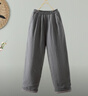 蘑菇同學(xué)棉麻夾棉棉褲女冬寬松2025新款加棉加厚保暖防寒褲顯瘦直筒闊腿褲 灰色 L 建議115-130斤 曬單實(shí)拍圖
