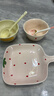 草莓陶瓷碗勺家用高顏值米飯碗少女心甜品碗釉下彩餐具套裝 【3件套】淺粉草莓手柄盤(pán)+碗+勺 曬單實(shí)拍圖