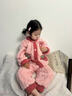 可歆寶貝（KEXINBAOBEI）珊瑚絨睡衣女兒童秋冬季2025新款寶寶小孩法蘭加絨加厚草莓熊保暖 粉色 90 碼建議1-2歲（身高85左右） 曬單實(shí)拍圖