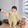 班喜迪嬰兒羽絨服連體衣冬季女寶寶衣服白鴨絨連帽哈衣爬服冬裝外出抱服 黃色 73 充絨量：74g 曬單實(shí)拍圖
