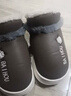 BAIHOU白猴PU皮面高幫棉拖鞋男女包跟家居情侶款毛絨保暖棉鞋 深咖42-43 曬單實(shí)拍圖