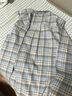 Navigare意大利小帆船通勤襯衫女士秋季長(cháng)袖格子襯衣寬松純棉撞色格紋衫衣 冰水藍/灰 M 曬單實(shí)拍圖
