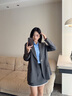 伯德小姐灰色西裝套裝女秋季銀行職業(yè)裝正裝職場(chǎng)大學(xué)生通勤直筒西服外套 曬單實(shí)拍圖