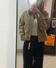 優(yōu)衣庫女裝休閑拉鏈短茄克/外套巴恩風翻領時尚夾克 新款479208 32 深米色 M /160/84A 曬單實拍圖