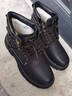 紅蜻蜓馬丁靴男冬季加絨真皮羊毛男士英倫皮靴子潮工裝高幫皮鞋保暖棉鞋 黑色加絨款 40 曬單實(shí)拍圖
