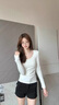 U領(lǐng)純色打底衫女內搭春秋季新款修身正肩長(cháng)袖t恤女棉質(zhì)基礎款上衣 K702長(cháng)袖U領(lǐng)-白色 L【100-110斤】 曬單實(shí)拍圖