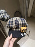 蒲戀八角貝雷帽子女生秋冬季時(shí)尚洋氣百搭畫(huà)家鴨舌帽可愛(ài)大頭圍顯臉小 眼鏡小熊貝雷帽【藏青格紋】 M （56-58cm）可愛(ài)減齡 曬單實(shí)拍圖