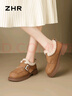 ZHR勃肯鞋女復古輕便厚底單鞋子女東北加絨保暖棉鞋 JF19B 栗色 37 曬單實(shí)拍圖