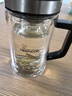 希諾（HEENOOR）抗菌玻璃杯雙層帶把手泡茶杯子男高檔家用辦公水杯XN-9005K 420mL 曬單實(shí)拍圖