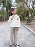 moonkids女童衛衣秋季2025新款秋冬裝中大童Polo衫假兩件秋裝兒童加絨上衣 4948米白 160 160cm 曬單實(shí)拍圖