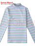 LOVER RUCCI2025秋冬新款條紋長(cháng)袖t恤女修身內搭洋氣半高領(lǐng)純棉薄絨打底衫 卡其條紋 M 建議90-100斤 曬單實(shí)拍圖