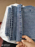 bebe冬季系列女士時(shí)尚鏈條綴飾鏤空微喇長(cháng)款牛仔褲411003 牛仔藍 S 曬單實(shí)拍圖