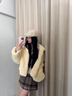 粟茝雷克斯獺兔毛皮草外套女2025新款雷克斯獺兔毛皮草外套女短款大衣 奶黃 M 均碼 曬單實(shí)拍圖